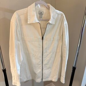 H&M Jacket White Cotton Zipper Front Men’s Medium-Preowned